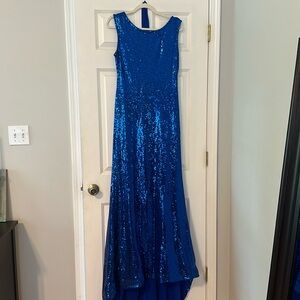 Blue Sequin Evening Gown
